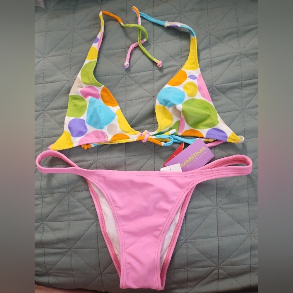 Agua Doce/MARINA Multicolor Polka Dot Bikini